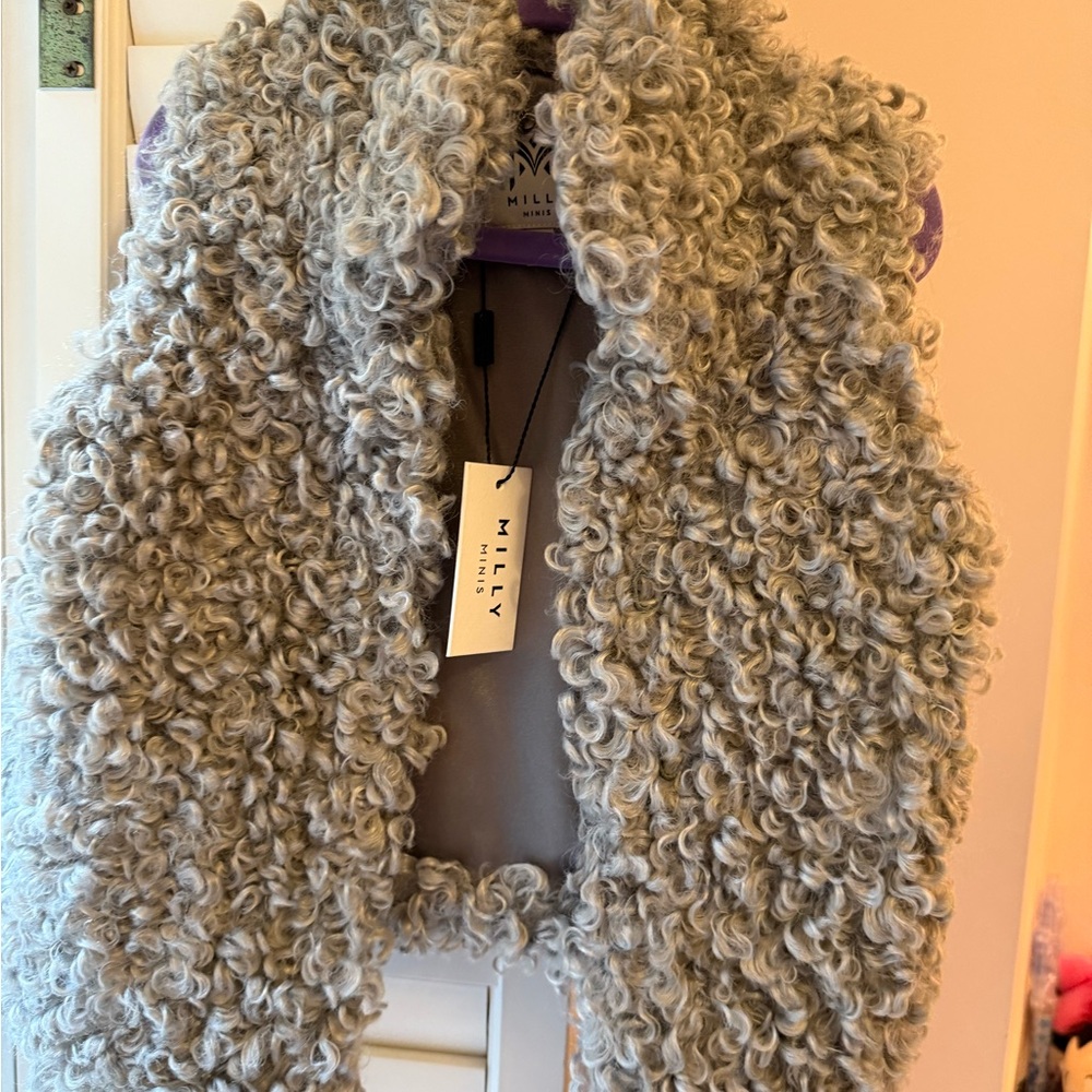 NWT Milly Minis Gray Lamb Fur Vest